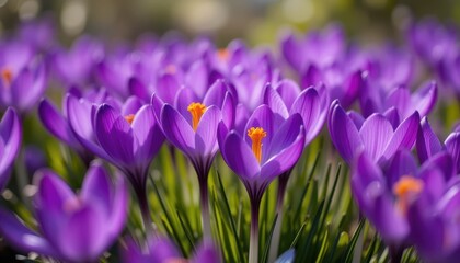 Blooming crocus flowers spring garden nature photography outdoor close-up floral beauty