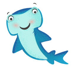 hammerhead shark cartoon character for picture book