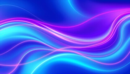 Obraz premium Abstract waves, vibrant blue and purple neon lights, glowing energy lines, cosmic background, dark space, fluid motion, electric currents, futuristic design