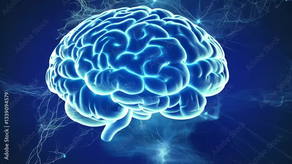 Leinwandbilder concept of continuous electrical activity represented through a glowing brain illustration, an abstr