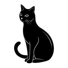 cat sitting silhouette vector icon white background