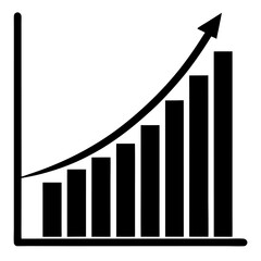 Growth chart  graph curve flat icon on white background 