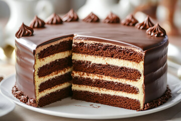 slice chocolate cake on a plate