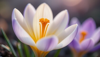 Fototapeta premium Spring blooming crocus flowers garden photography natural setting close-up beauty
