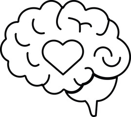 Healthy Brain with Heart Icon with Transparent Background – Mental Health Awareness, Emotional Intelligence, Cognitive Wellness, Self-Care Concept, Vector Design