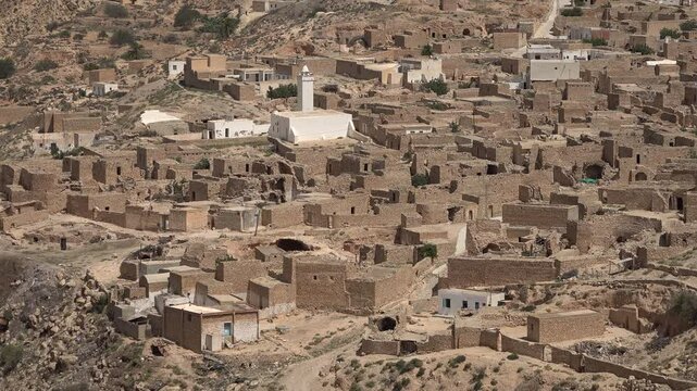 Tunisia religion and rural life, village mosque in small town of Toujane in Matmata area
