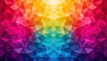 Fototapeta premium The abstract geometric mosaic rainbow poligonal background features a dazzling array of vibrant colors arranged in a cohesive and intricate pattern