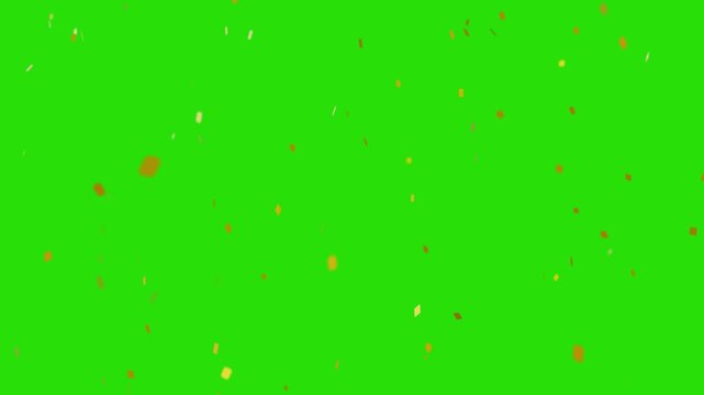 confetti party gold effect sprinkled on a green screen background 3d rendering