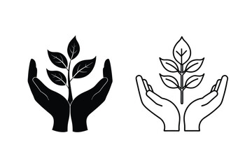 Protecting Nature Two Handsaw Plant Growth Icons