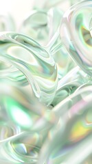 Light and dreamy abstraction with pastel green and subtle gray hues. Smooth flowing gradients and soft bokeh effects add elegance and calmness.