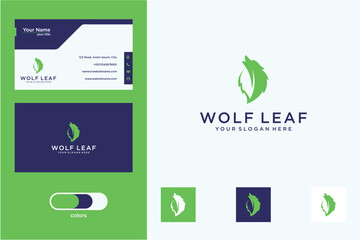 Pixel Art Business Card Design With Wolf Leaf Logo Template