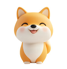  Cute Shiba Inu cartoon toy, standing pose, smiling expression a transparent background png