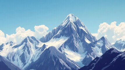 Majestic Snow-Capped Mountain Range Under a Clear Blue Sky