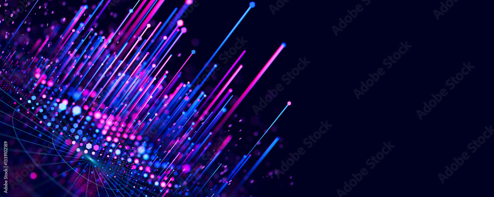 Poster big data complex graph. quantum computing universe. cyber space of ai technology. futuristic graph. 