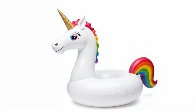 Inflatable unicorn pool float with rainbow mane
