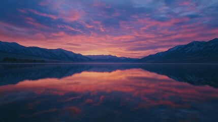 Serene Sunrise Reflection on a Mountain Lake