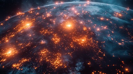 Fototapeta premium A time-lapse of glowing transportation networks connecting industrial hubs globally 