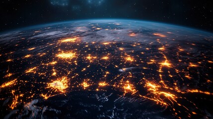 Obraz premium A time-lapse of glowing transportation networks connecting industrial hubs globally 