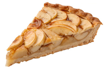 Piece of tasty apple pie isolated on transparent background 