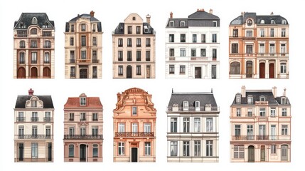 Fototapeta premium Classic european building facades collection for architecture design and inspiration