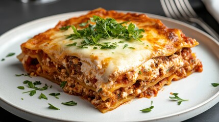 Delectable Plate of Freshly Cooked Pasta Garnished with Herbs and Sauce