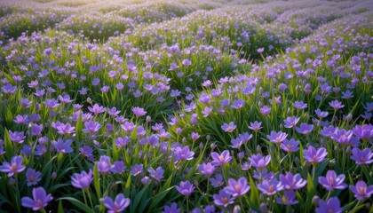 Obraz premium Blooming purple flowers nature field landscape photography serenity eye-level floral beauty