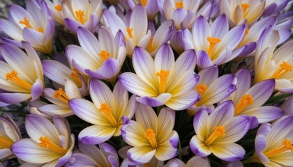 Obraz premium Vibrant crocus flowers blooming in a garden nature photography close-up floral beauty