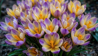 Obraz premium Spring blooming crocuses garden nature photography outdoor close-up vibrant colors