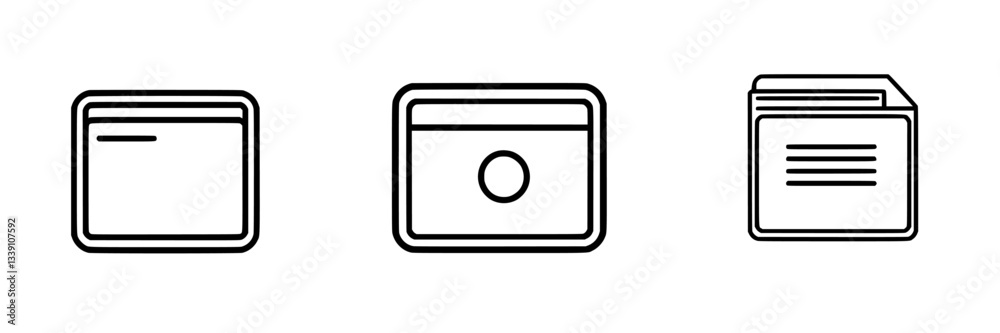 Poster simple icons representing various types of digital content displayed on a minimalist background