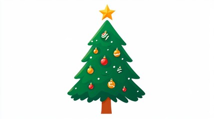 Festive christmas tree with colorful ornaments and star for holiday decor