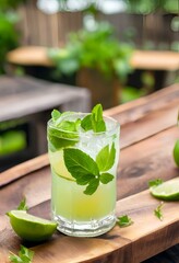 classic mojito cocktail with lime and mint