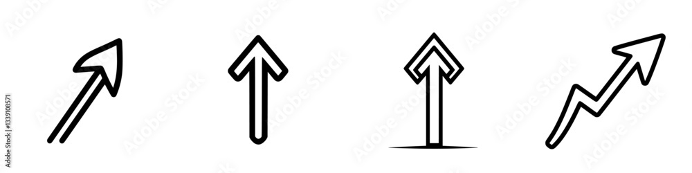 Poster different styles of upward arrows illustrating progress and direction in design and communication