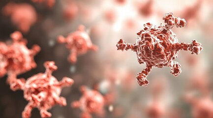 Monoclonal Antibody detailed medical representation, 3D model on blurred background, medical research