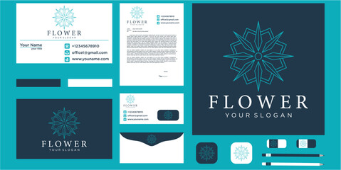 Pixel Art Flower Logo Branding Kit Design Elements