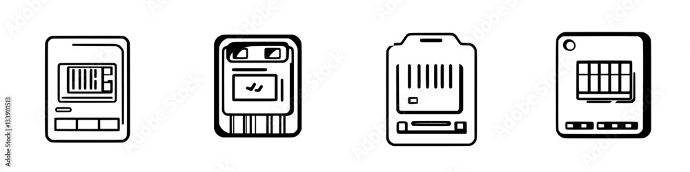 Poster various types of blank machine interfaces designed for use in public transport ticketing systems and