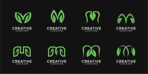 Pixel Art Green Leaf Logos: Creative Nature Brand Designs