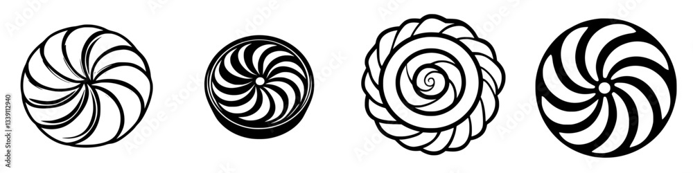 Poster spiraling patterns create a mesmerizing display of symmetry and design in abstract art