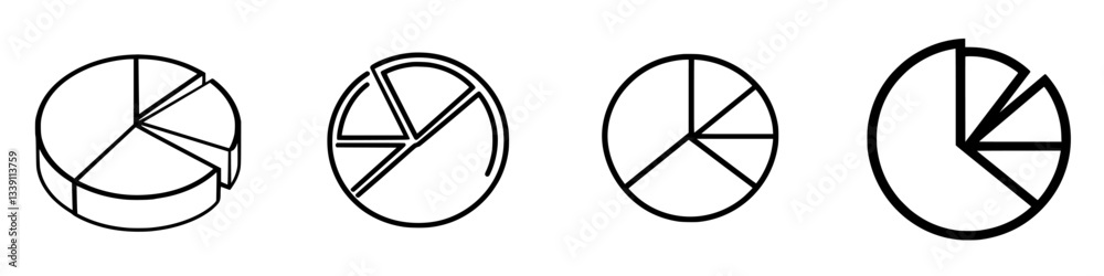 Poster various styles of pie charts illustrating data representation techniques in a professional setting