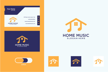 Pixel Art Home Music Logo Design Template