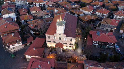 Aerial view to Church of the Holy Virgin in old town of Nessebar, Burgas, Bulgaria
