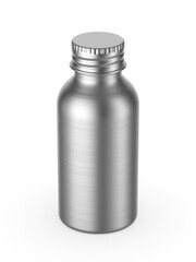 Blank Brushed Silver Aluminum Bottle Packaging 3d Illustration.
