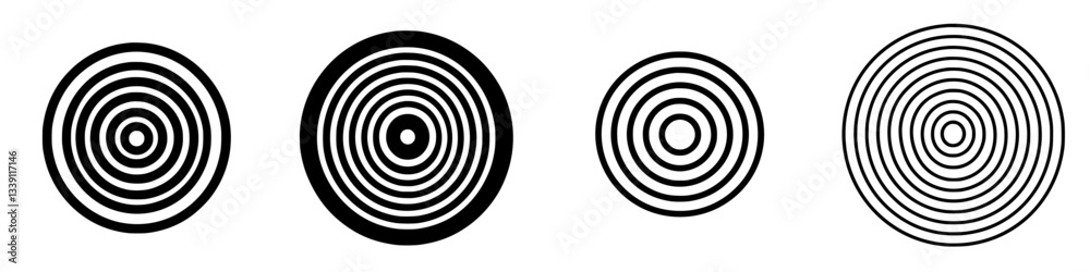 Poster circular patterns with concentric lines showcasing varying sizes and thicknesses in a minimalist sty