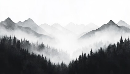 Obraz premium Misty Mountain Range Silhouettes