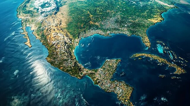 Aerial View of North and Central America: Detailed Geographical Overview Video