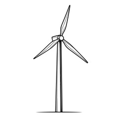 Wind turbine stands tall against a clear sky, symbolizing sustainable energy and innovation in renewable resources in modern landscapes