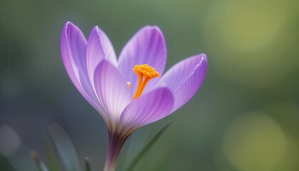 Fototapeta premium Vibrant purple crocus flower natural garden close-up photography outdoor macro view nature beauty