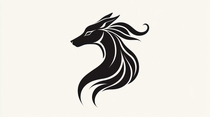 Obraz premium Elegant fox profile, stylized mane, white background, design element