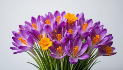 Fototapeta premium Vibrant purple flowers bouquet floral arrangement studio close-up nature