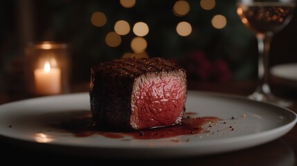 Exquisite Filet Mignon Dinner, A Culinary Masterpiece in Soft Lighting