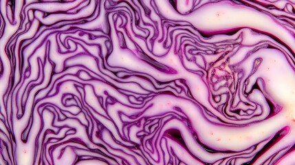 Vibrant Red Cabbage Texture Close Up Abstract Background